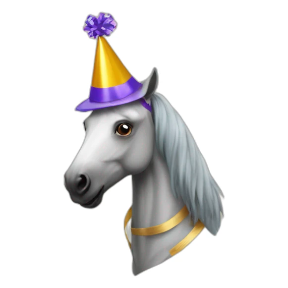 extremely fast party horse with party hat sticker
