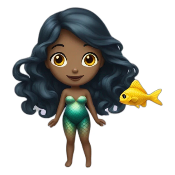 little-mermaid poisson noir girl sticker