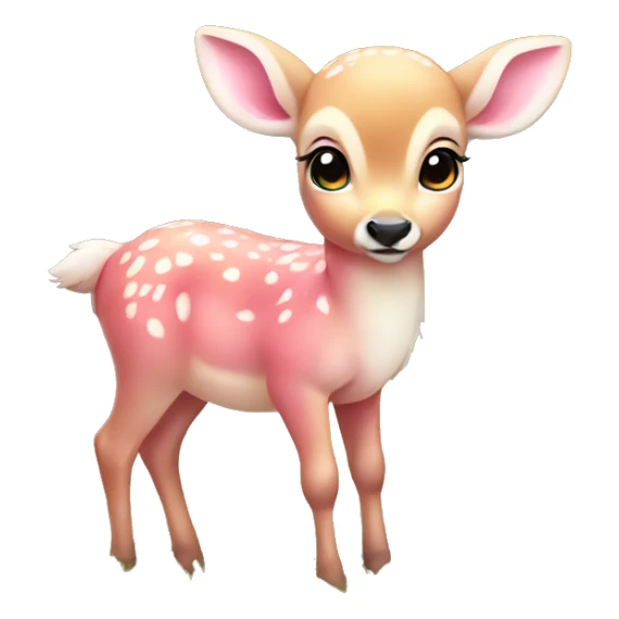 cute pink baby deer standing eating grass sticker