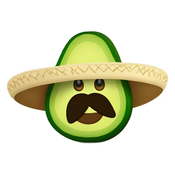 Avocado with Mexican moustache ￼ sombrero and a gun sticker