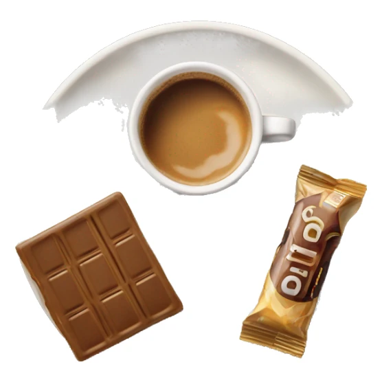 Top view coffee and protein bar on a small plate  sticker
