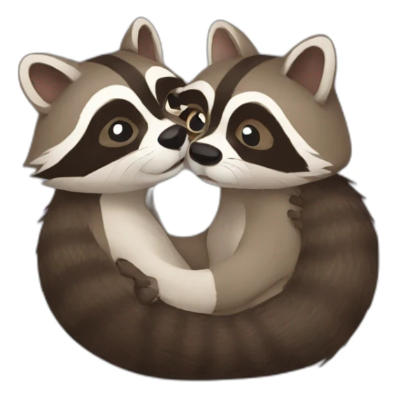 Raccoon otter kissing sticker