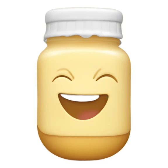Smiling emoji with mayonnaise on top of it, blushing satisfied sticker