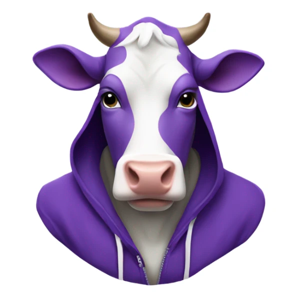Purple cow wearing hoodie sticker