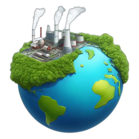 planet earth with big factory on top of surface sticker