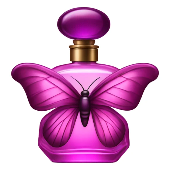 A dreamy vintage perfume bottle in dark pink, adorned with delicate violet butterfly wings. sticker