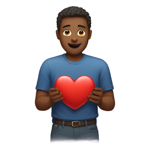 Father holds big heart sticker