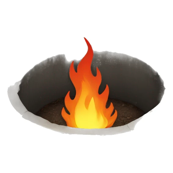 circular metal pit full of fire in the ground sticker