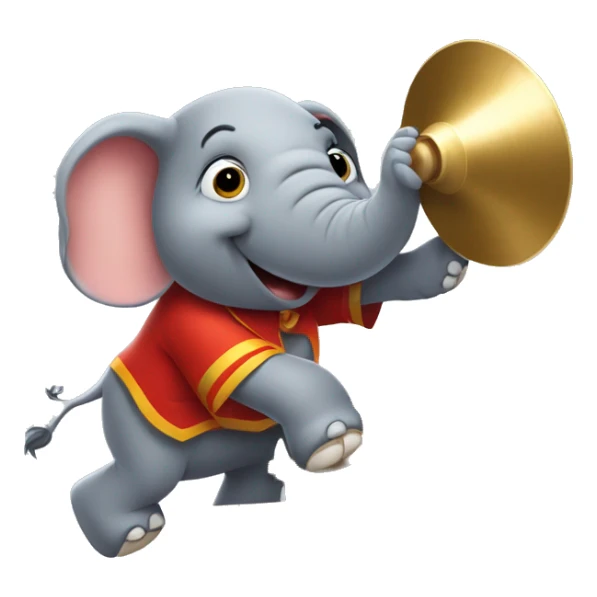 Elephant tripping down stairs carrying cymbals sticker