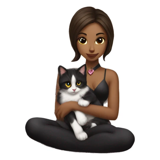 gaming girl in bed with kitten on lap tuxedo sticker