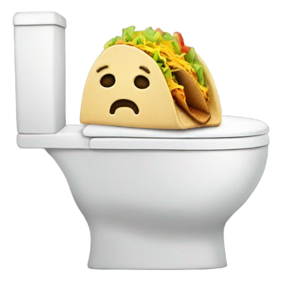 A toilet with a head coming out eating a taco sticker