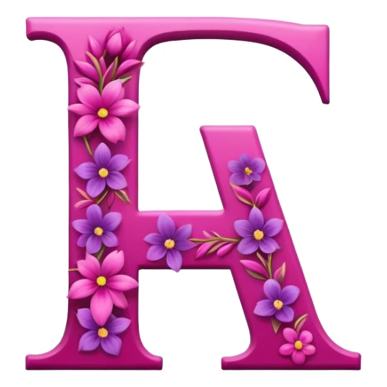 Magenta flowery romantic alphabet letter sticker