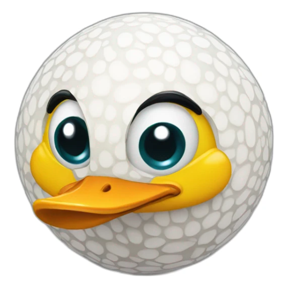 3d sphere with a cartoon duck skin texture with big childish eyes sticker