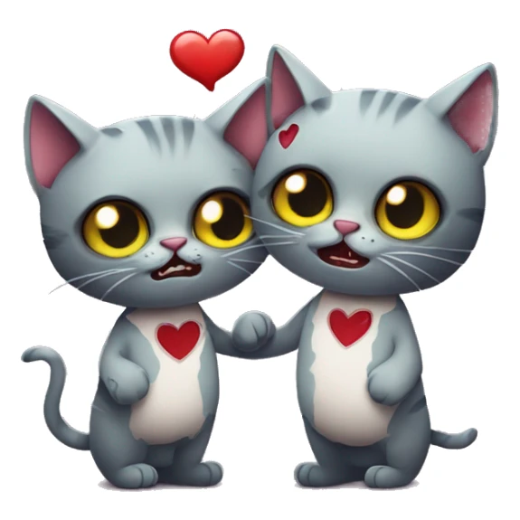 two zombie cats in love sticker