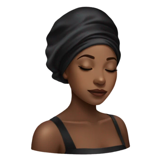 black girl wearing a black satin hair bonnet sleeping sticker