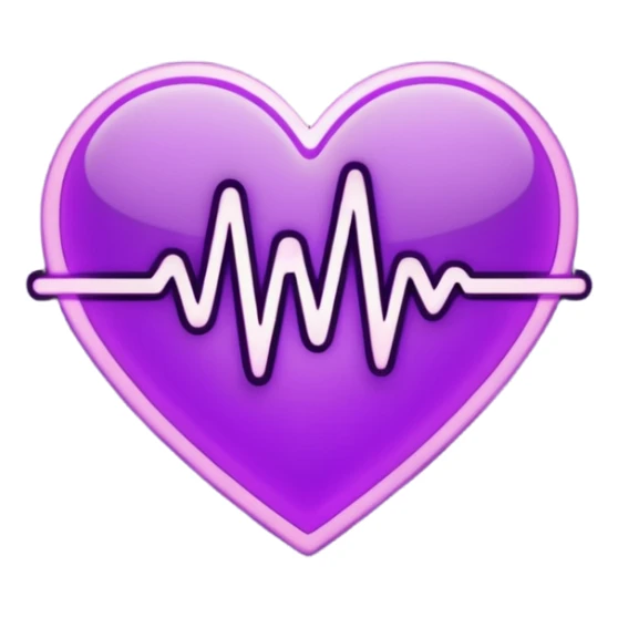heart pules tech with the pules symbol in the middle, make the hart dark purple. dark outline sticker