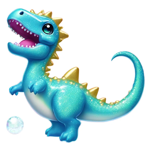 Lisa frank glitter pretty water dinosaur with fins and pearls sticker