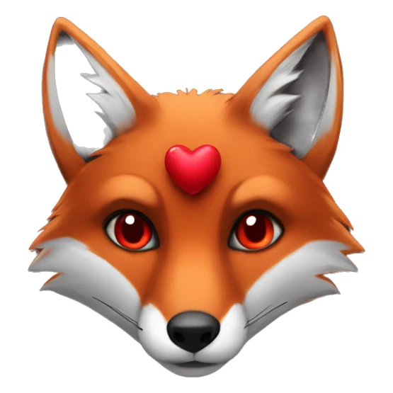 dark red fox face with tiny red heart instead of eyes sticker