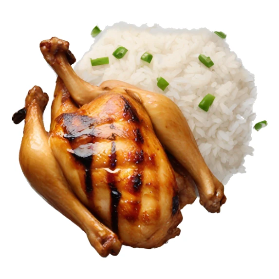 Grilled chicken on plate of rice sticker