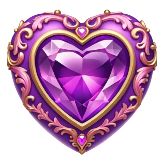 bright purple pink gemstone Rococo heart box sticker