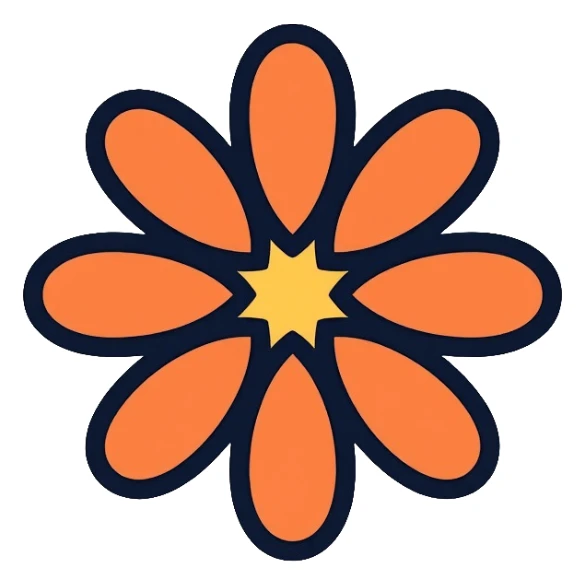symmetrical flower with balanced petals sticker