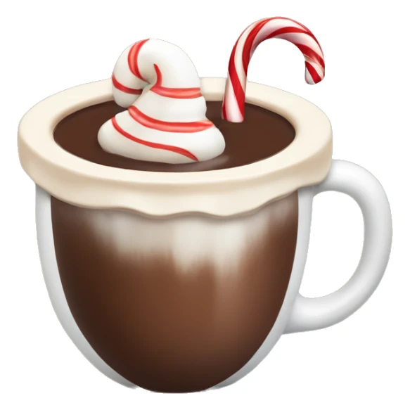 Cup of hot chocolate with a candy cane inside sticker