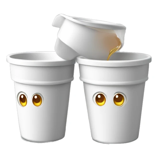 2 white stryophome cups stacked on eacher (dubble cup) and cough syrup sticker