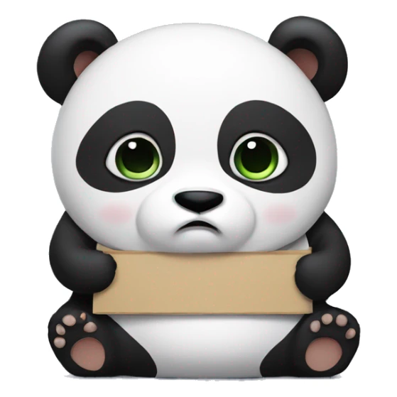 A chubby panda holding a sign that says sad sticker