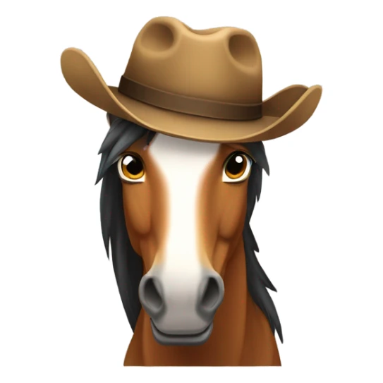 A horse with a cowboy hat sticker