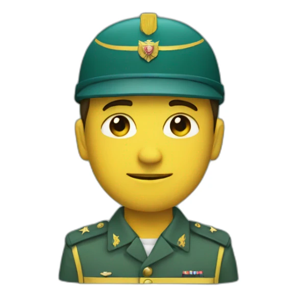 militar with a yellow helmet and teal uniform sticker