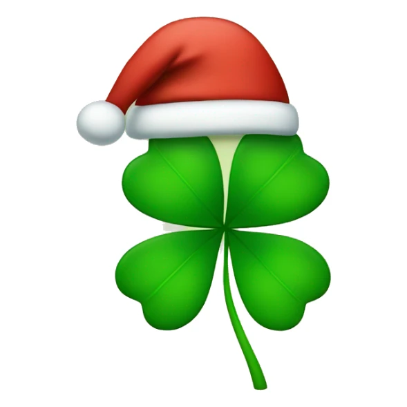 clover with four leaves and a red christmas hat  sticker
