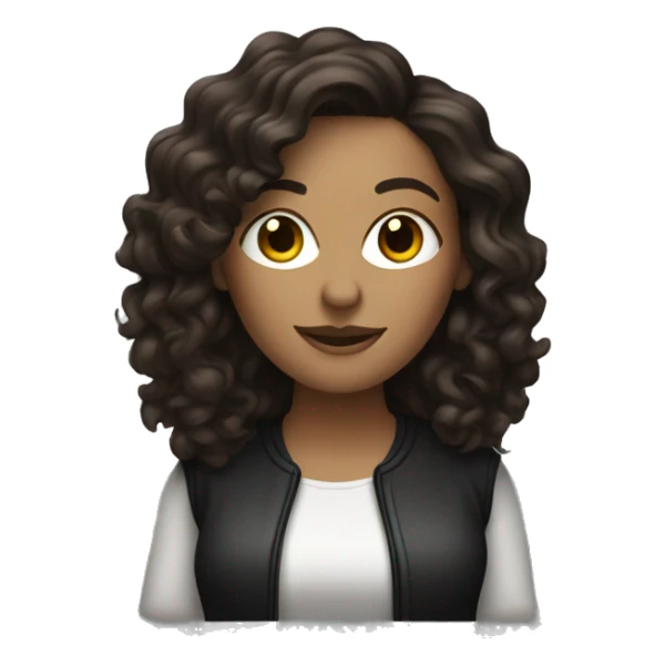 White woman with long dark brown curly hair DJing sticker