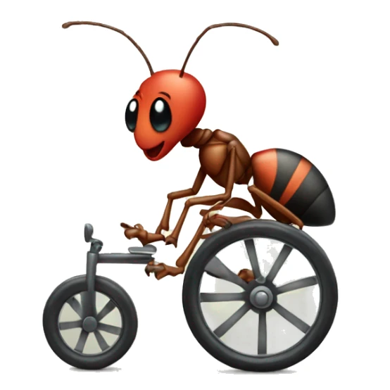 An ant doing a wheelie on a tricycle  sticker