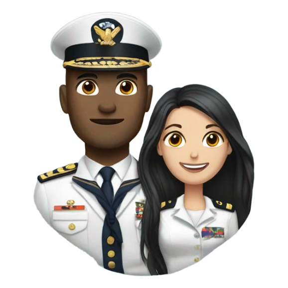 Navy officer and brunette wife  sticker