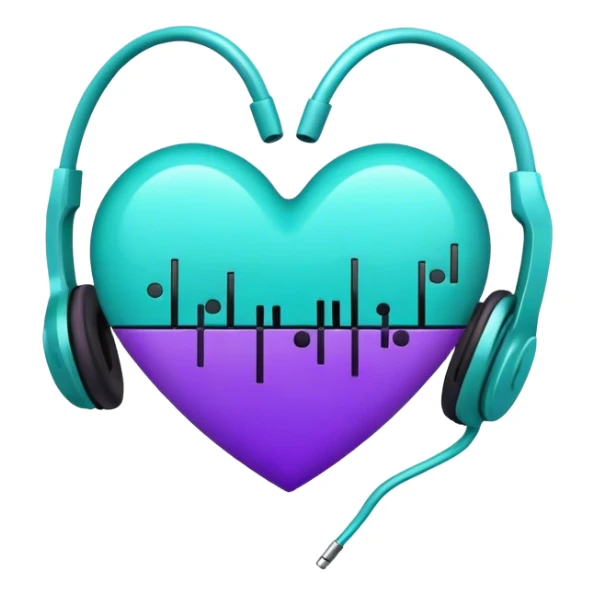 Teal and Purple music heart sticker