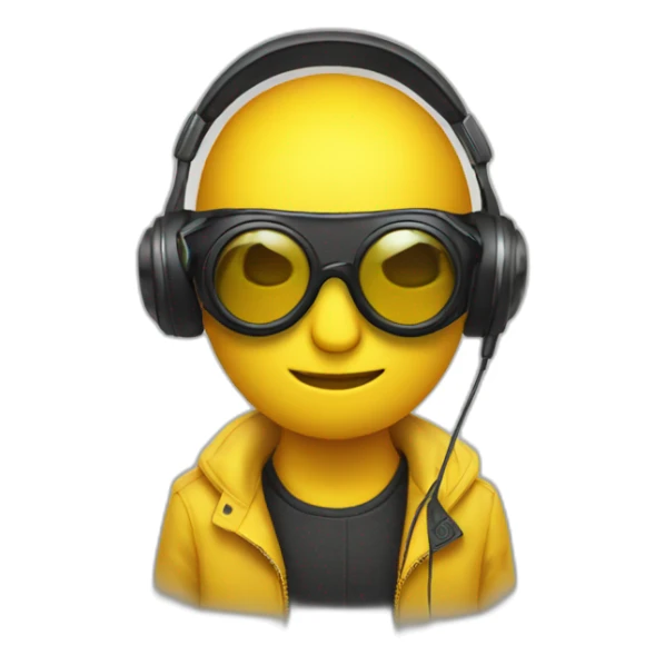 yellow cool emoji with headphone and goggles sticker