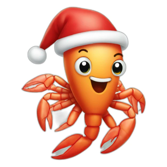 Funny shrimp dressed like santa claus sticker