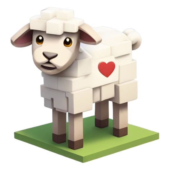 Little lamb, with little hearts around its head, Minecraft style  sticker