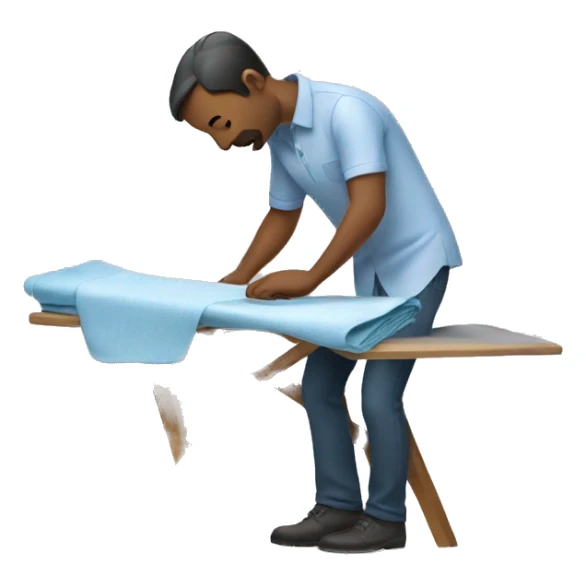 men ironing a shirt sticker