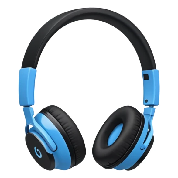 Black and blue and white headphones as seen from a side view profile wireless sticker