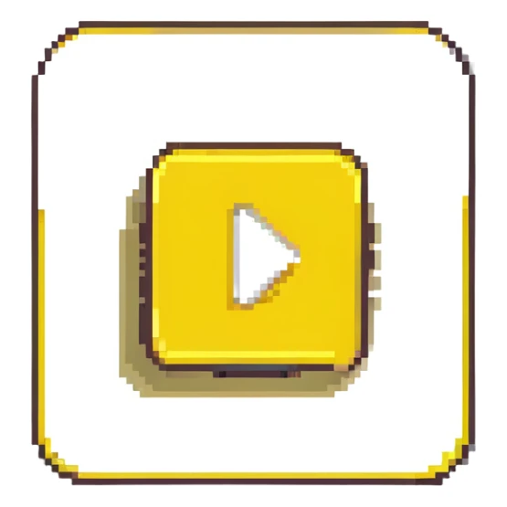 Graphic: 🎥 Play button icon (white) with yellow glow.
Animation: Play button pulses softly.
Background: Transparent.


 sticker