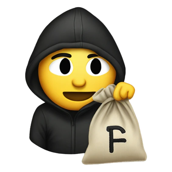 Thief stealing money bag with the word “Toptier” embroidered on it sticker