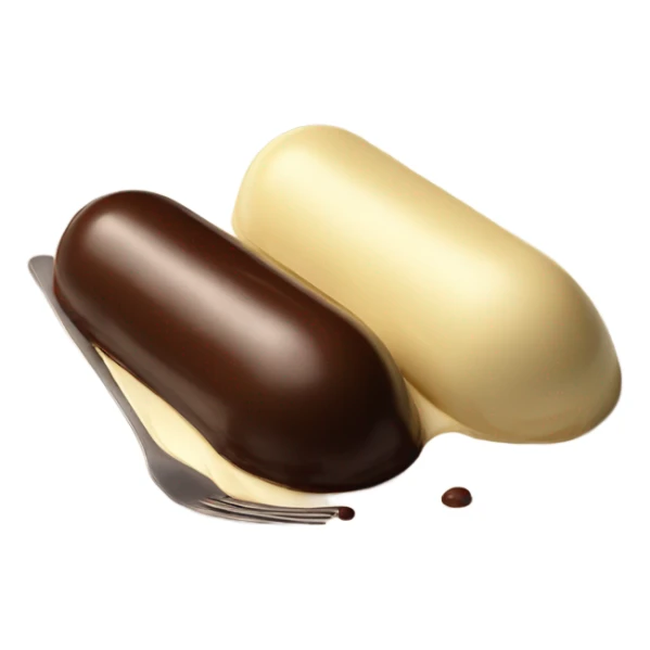 Chocolate quenelle and vanilla quenelle on a plate sticker