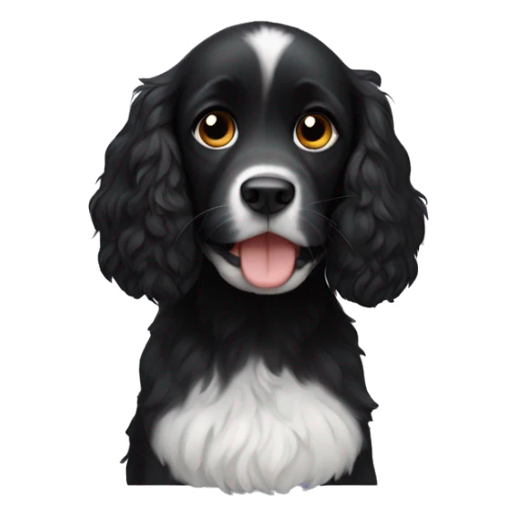 Small completely black spaniel with black fur on his whole face and white fur only on his chest sticker