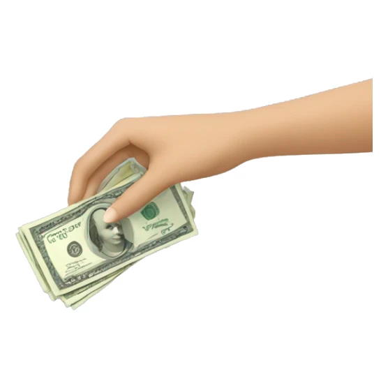 women hand giving money sticker