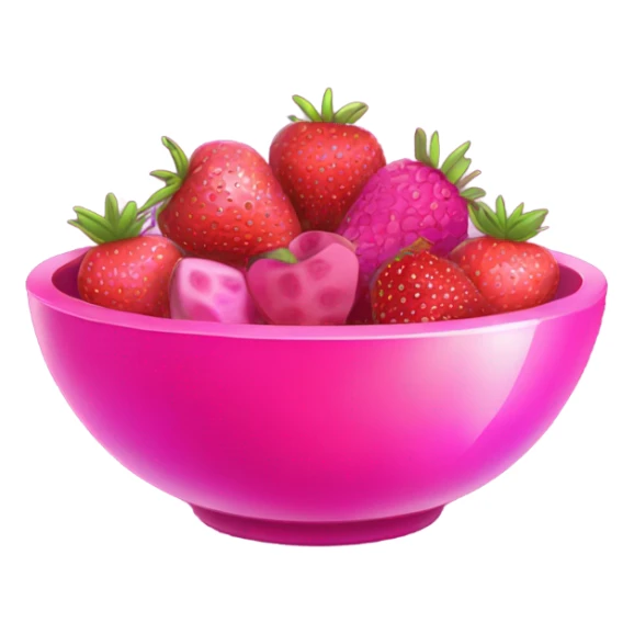 Hot pink glitter bowl of fruit with pink feuit sticker