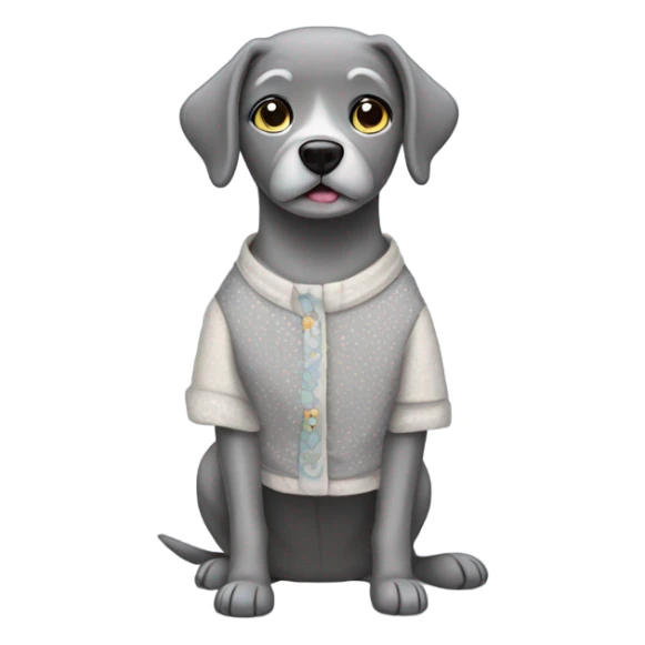 Gray dog wearing a granny outfit sticker