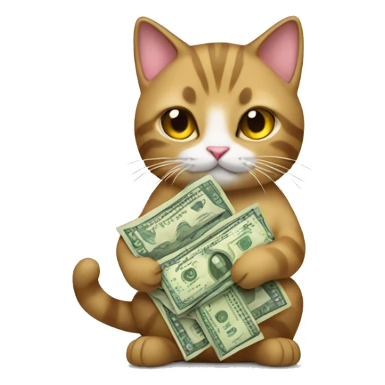 Cat holding money  sticker