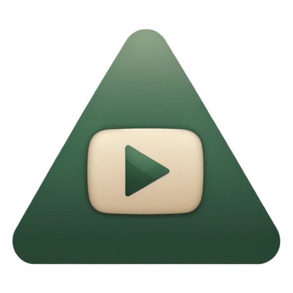 YouTube logo in iOS style, natural YouTube shape, dark green fill, play triangle in light beige, minimalism, no other colors sticker