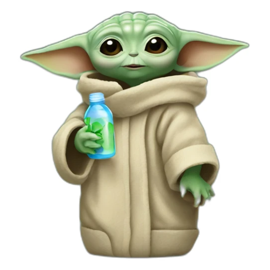 baby yoda with bottle sticker